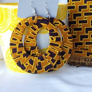 Fabric wrapped earrings, Ankara Hoop Earrings, Tribal earrings, African print ea